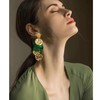 SLSF Bohemian Long Gold Round Disc Leather Fringe Dangle Drop