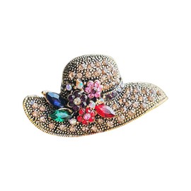 Shejuety exquisite vintage hat brooch inlaid with multicolored rhinestone crystal flower for women brooch backpack badge jacket hat dress sweater anti light pin birthday jewelry gift