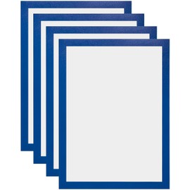 Magnetrip Self-Adhesive A4 Magnetic Document Holder, 8.5x11 Sign Holder, Blue (4-Pack)