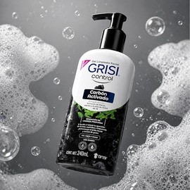 Gel Limpiador Facial Grisi Control Carbón Activado 240 ml - Para Piel Mixta a Grasa con Acné, Barros, Espinillas, Puntos Negros o Imperfecciones, Ayuda a Disminuir el Brillo y Grasa Facial