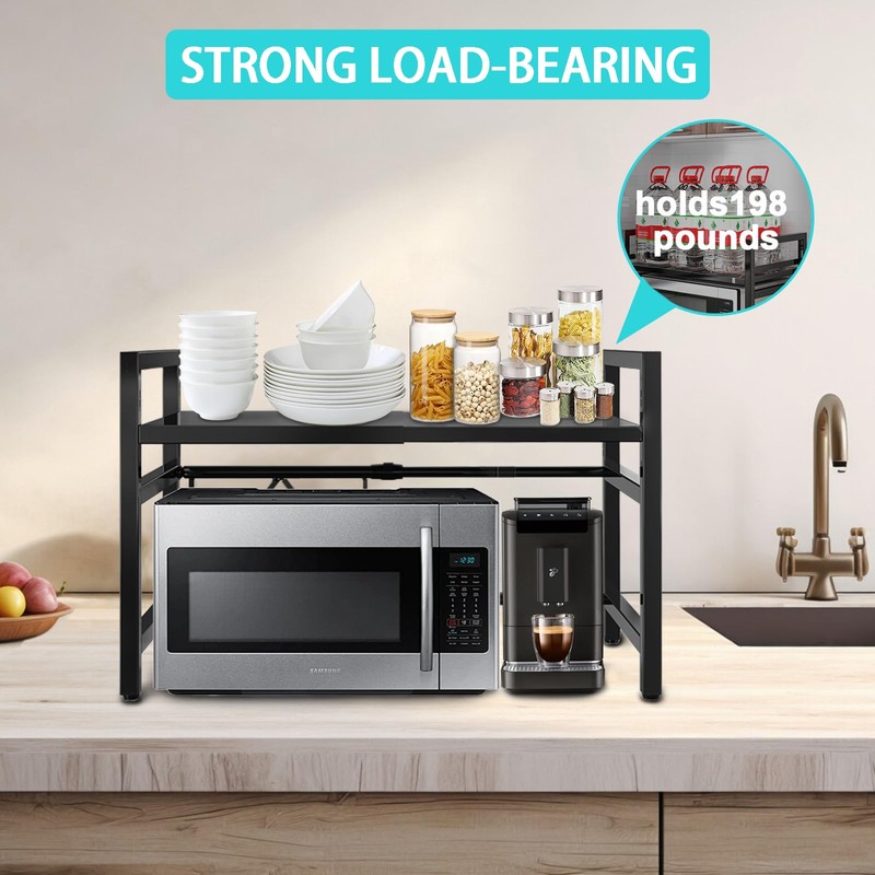 Vaphayva Expandable Kitchen Cabinet Counter Shelf, Adjustable Countertop Organizer, Pantry
