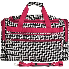 World Traveler Fashion Prints 19-inch Duffle Bag, Red Trim Houndstooth
