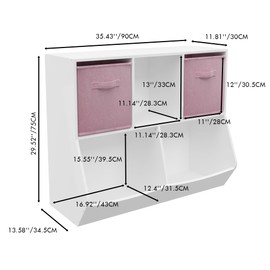 Strawberry Fairy Kids Bookcase with Soft Fabric Drawers for Joyful Organization, Perfect Toy Storage Solution for Playroom and Bedroom, White/Pink