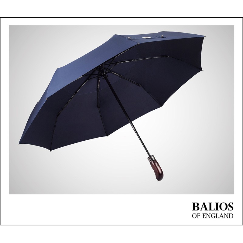 Balios Travel Umbrella Wood Handle Auto Open Close Vented Canopy