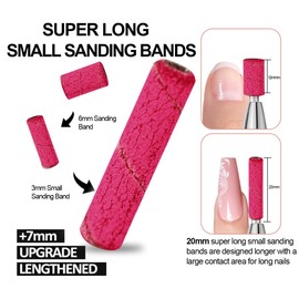 50 Pcs sanding bands for nail drill 240 grit Super Long mini sanding bands for nail drill with 3.1mm mini mandrel nail bit,nail sanding bands mini sanding bands for Manicures and Pedicure, Red