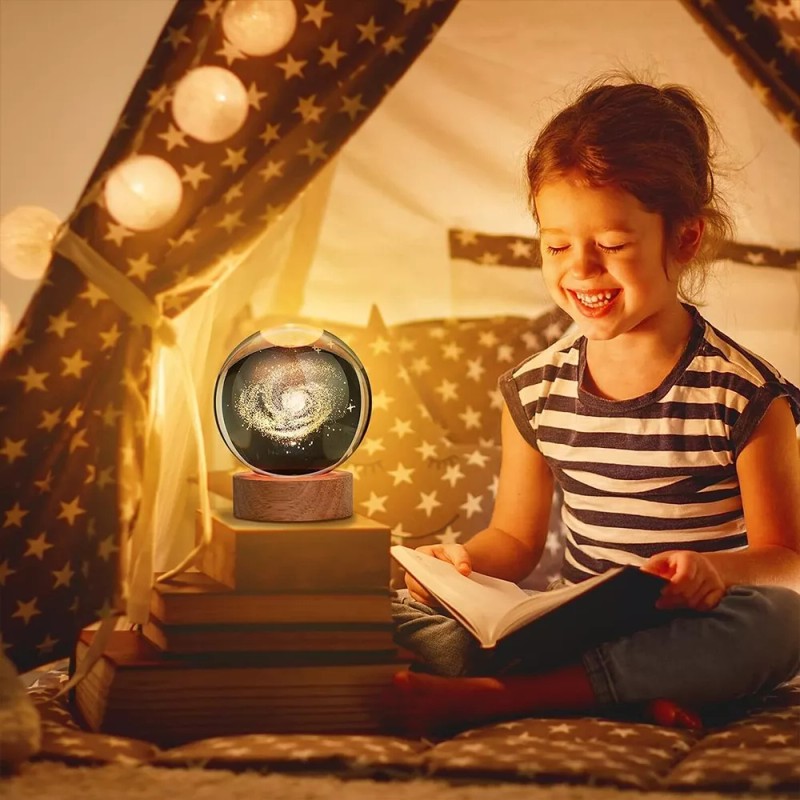 Abigale Lampara De Noche Led 3d Galaxia Bola Cristal Luz