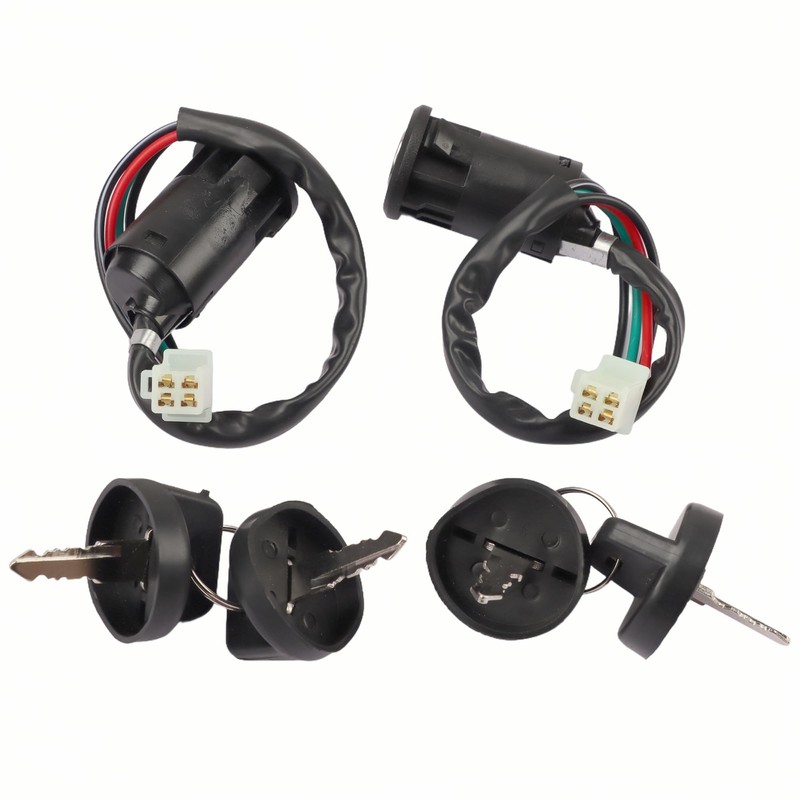 2 Pack 4 Wires Ignition Switch with Keys Waterproof Dustproof