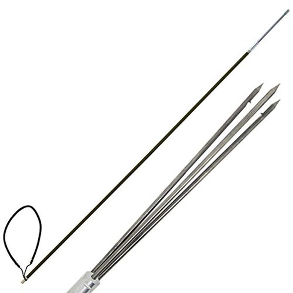 Scuba Choice Carbon Fiber 5' One Piece Spearfishing Pole Spear with 3 Prong Barb SS Paralyzer Tip