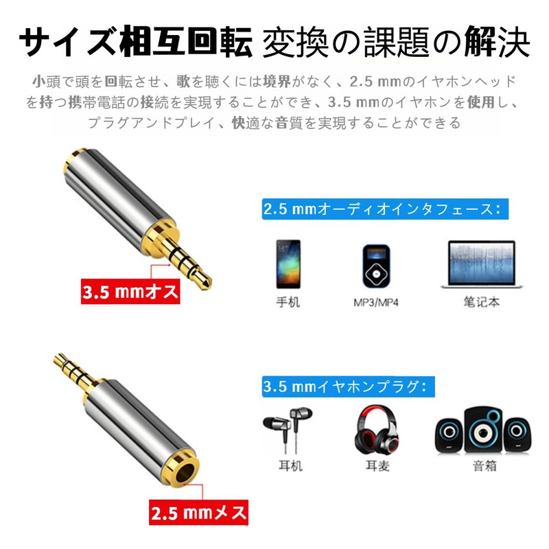Ginhkok Stereo Mini Plug Conversion, Pack of 2, Gold Plated