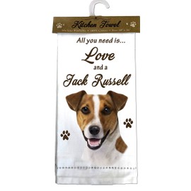 E&S Pets Jack Russell Kitchen Towels, Off-white Small
