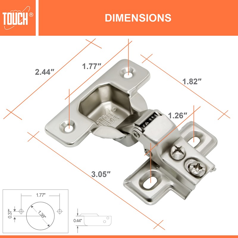 TOUCH Cabinet Hinges (1 Pair, 2 PCS) Face Frame Compact