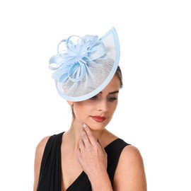 SAFERIN Fascinators Flower Tea Party Hats for Women Fascinator Headband and Clip Hats for Women (US, Alpha, Medium, TA20-Light Blue)