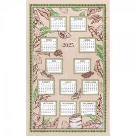 Beauvillé, 2025 French Annual Calendar, "Chocolat" French Kitchen/Tea Towel, All in French, Cotton/Linen Blend