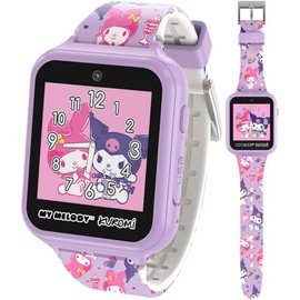 Sanrio My Melody & Kuromi Kids Smartwatch with Touchscreen – Features 10 Interactive Faces, Camera for Selfies, Voice Recorder, Step Counter, 26 Games – Pink Silicone Strap Kids Interactive Fun Watch