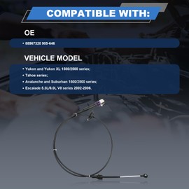 Werruibon Automatic Transmission Lever Shifter Cable Kit 905-646 Compatible with Yukon XL Tahoe Avalanche Suburban 1500 2500 Escalade 2002-2006