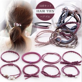 Hair Rubber Adult Hair Rubber Set of 12 Hair Clips, Stylish, Adult, Simple, Presslet, Elegant, Cute (Purple)