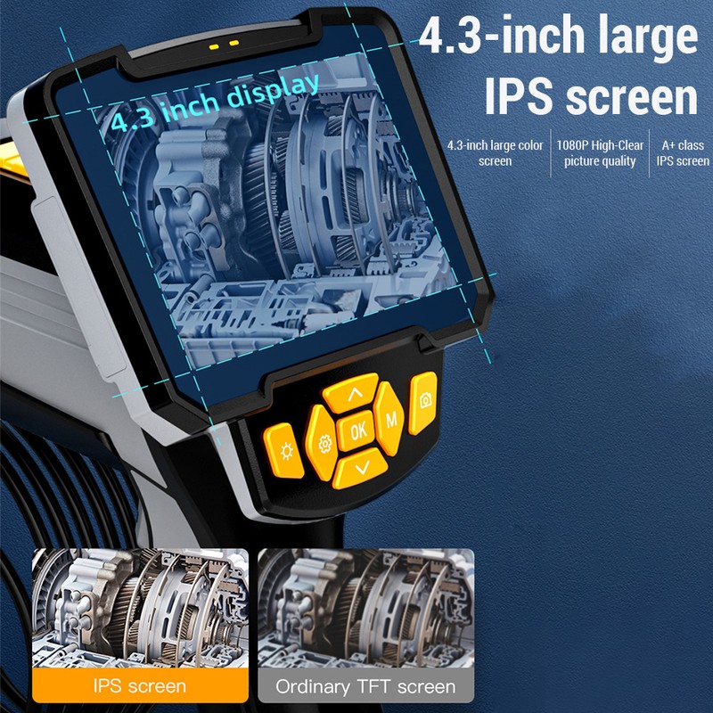 Handheld Industrial Endoscope, 4.3-inch High-Clear Screen Borescope Camera with Light,
