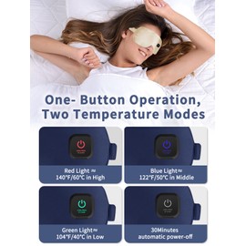 Beheizte Augenmaske mit 3 verbesserten Temperaturmodi, wiederaufladbare Seiden-Heizmaske, druckfreies Augenwärmer, Schlafmaske für Männer und Frauen (Dunkelblau)