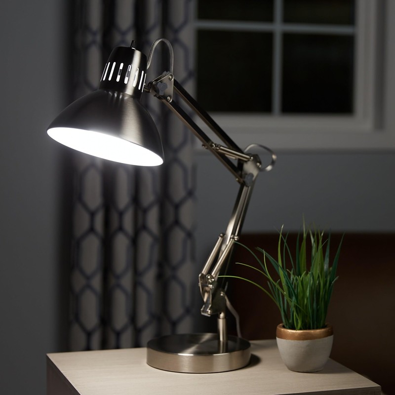 Litex Industries: Adjustable Executive Task Table Lamp in Brushed Steel