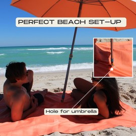 Handy Beach Mat, Eco-Friendly Extra Large Blanket for 3-6 Persons, Sandproof, Windproof, Lightweight, Includes: Hole for Beach Umbrella Stand, Convenient Carry Bag, Easy to Maintain