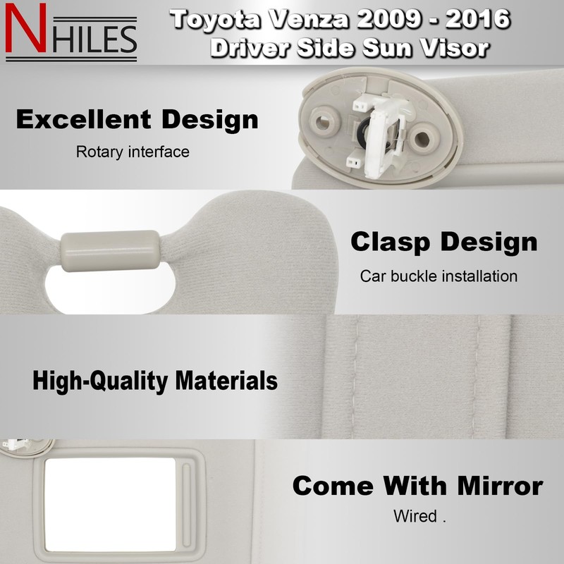 NHILES Driver & Passenger Side Sun Visor Replacement Fits for