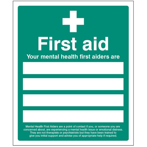 Caledonia Signs 25999H Your mental health first aiders are,Multi Color,250