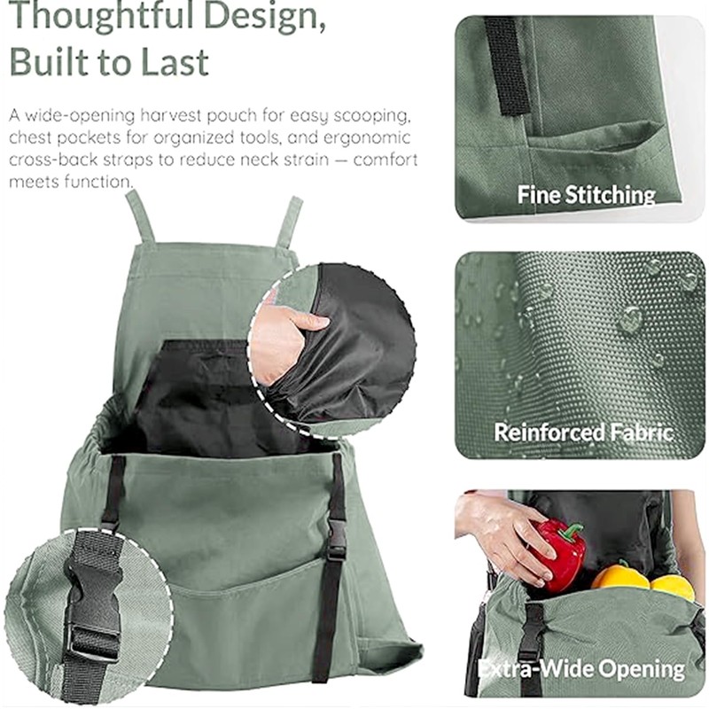 Elfzone Harvesting Apron - Gardening Aprons with Pockets,with Pockets for