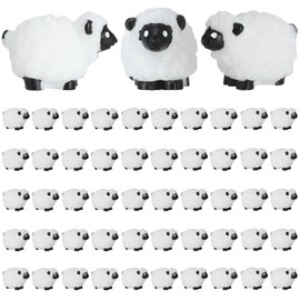 Invalidism 50 PCS Mini Resin Sheep Statue, Mini White Sheep Mini Sheep Animal Statue Fairy Tale Garden, Mini Landscape Indoor and Outdoor Decorative Accessories