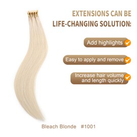 6D 2nd Generation Hair Extensions, Real Human Hair Dark Blonde Highlighted Bleach Blonde 12pacs(#1001 16 inches)