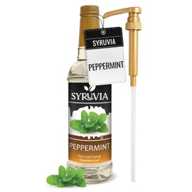 Syruvia Peppermint Syrup – Peppermint Coffee Syrup Flavor, 25.4 fl oz, Kosher, Gluten Free, Perfect for Coffee, Drinks, Soda, Desserts, and More, With Syrup Pump