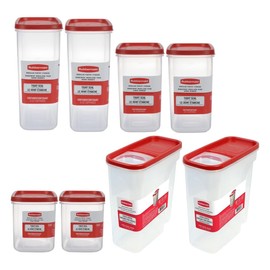 Rubbermaid Modular Pantry Canister Premium Food Storage Containers with Lids, Dishwasher Safe, BPA Free 8 Pack total (21 Cup, 18 Cup, 16 Cup, 10 Cup)