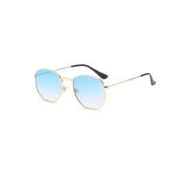 WDZAYXC Classic Polygonal Embossed Design Sunglasses with Metal Frame for Men and Women, UV Protection, Silver/black