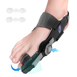 HUQKIYA Bunion Corrector for Women & Men, Orthopedic Bunion Splint with Toe Separator Adjustable Toe Straightener Suitable for Left/Right Feet Hallux Valgus Relief(Black 1Pcs)