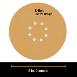 Dura-Gold Premium 9" Drywall Sanding Discs - 240 Grit (Box of 10) - 8 Hole Pattern Sandpaper Discs with Hook & Loop Backing, Fast Cutting Aluminum Oxide Abrasive - for Drywall Power Sander, Sand Wood