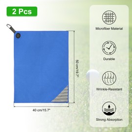 PATIKIL 20"x16" Magnetic Golf Towel with Wire Cleaning Cloth, 2 Pack Microfiber Waffle Pattern Towels with Magnet and Clip for Golf Carts Clubs Golfing Gear, Blue