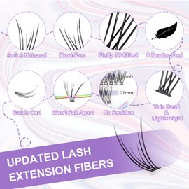 NAGARAKU 211 Pieces 3-in-1 Individual Cluster False Eyelashes - Spikes A Shape/Fishtail Fairy Extension Prefabricated Fans/Lower Eyelashes for DIY Eyelash Extensions at Home 0.07 mm C Curl 13 mm
