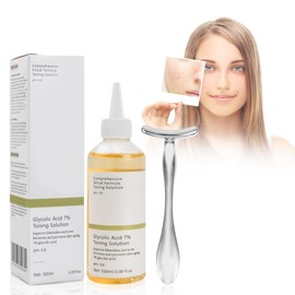 Glycolic Acid 7% Toning Solution Toner Skincare Glycolic Acid Resurfacing Solution Peeling Toner Solution Glycolic Acid Exfoliating Moisturising Skin Care Serum with Massager for Face