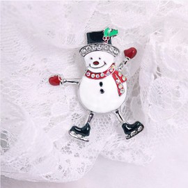 CHARM ONLINE Christmas Snowman Brooch Pin Enamel Lapel Pin Cartoon Brooch Pin Badges Brooch Pins for Clothing Bags Crystal Christmas Jewelry for Women