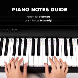 Removable Piano Keyboard Stickers for Beginner, Removable Piano Keyboard Note Labels Guide Accessories for Learning, 88-Key 61-Key Full Size Made of Silicone, No Need Stickers (Rainbow)