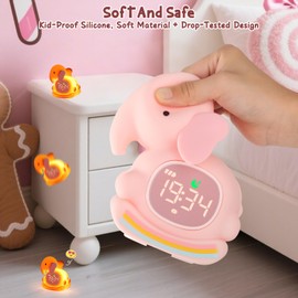 ollycasa Kids Alarm Clock, Sleep Training Clock for Toddler, Rechargeable Digital Alarm Clock with RGB Lights,ok to Wake Clock for Kids,Silicone Animal Tabletop Lamp for Kid,Gift for Kids Teens