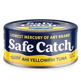 Safe Catch Wild Ahi Yellowfin Tuna Fish Canned, Wild Caught, Lowest Mercury, Lean Protein, Omega 3, Gluten-Free, Kosher, Pack of 6