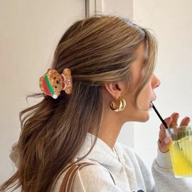 Christmas Hair Accessories for Woman and Girls Christmas Cartoon Cute Christmas Christmas Dog and Others Small Claw Clips Hair Claw Accessories Nonslip Hair Barrettes Decoration（4PCS）