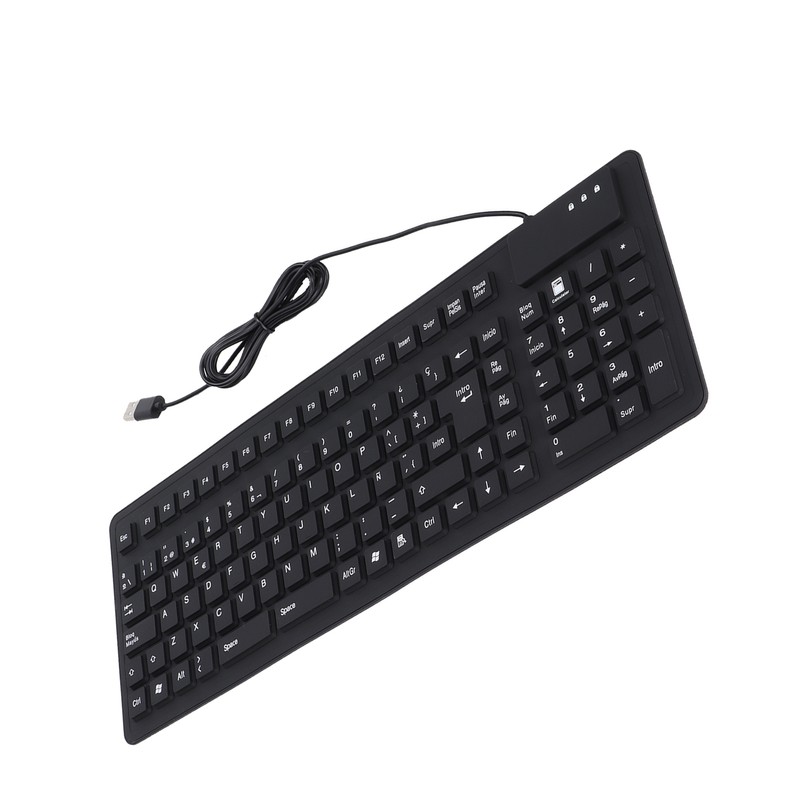 Keyboard 108 Key Spanish USB Wired Portable Foldable Quiet Waterproof