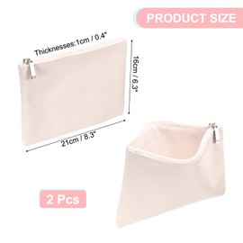 uxcell PU Leather Makeup Bag, 2pcs Waterproof Cosmetic Organizer Bag Soft Zipper Pencil Pouch Travel Toiletry Case for Women Girls Office(Gold, Large)