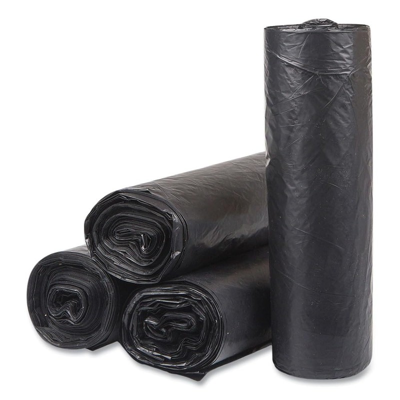 Inteplast HDPE Can Liners, 16 Microns, 33" x 40", Black,