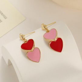 Heart Earrings Valentines Earrings for Women Rhinestone Heart Earrings Red Heart Earrings Dangle Pink Pearl Heart Earrings for Women Love Earrings Valentines Day Outfit Women Valentines Gifts