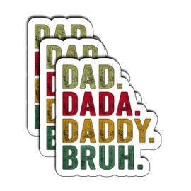 (3Pcs) Dad Dada Daddy Bruh Funny Sticker Gifts for Daddy Grandpa Father Day Son Decoration for Books Laptops Phones Tumbler Waterproof Vinyl for Water Bottle Decals Men Lover Sticker 3"x2.5" Inch
