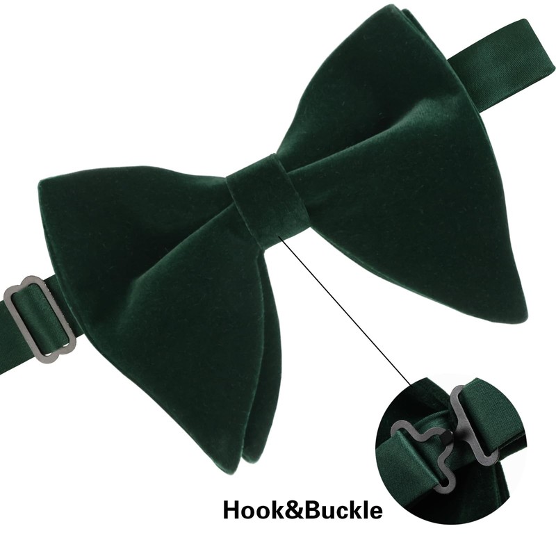 Alizeal Mens Pre-Tied Velvet Oversized Bow Tie, Hanky and Cufflinks