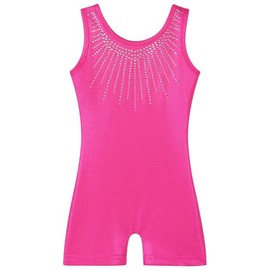 BAOHULU Leotard for Girls Gymnastics Toddler Tank Biketards Shorts Shiny Diamond Kids Dancewear B410_HotPink_110