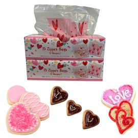 Valentine's Day Treat Clear Zipper Sandwich Bags - Cookie Exchange & Candy Bags (Pack of 2, 30 Bags Total)